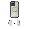 MARSİLYAN™- iPhone 12 Pro Max Kılıf Kutup Modern - Siyah 20D Premium Cam Ekran Koruyucu + Shine Kamera Lens - GD