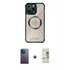MARSİLYAN™- iPhone 12 Pro Max Kılıf Kutup Modern - Siyah 20D Premium Cam Ekran Koruyucu + Neon Fosforlu Kamera Lens - MI