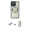 MARSİLYAN™- iPhone 12 Pro Max Kılıf Kutup Modern - Siyah 20D Premium Cam Ekran Koruyucu + Mavi Shine Kamera Lens Koruma Cam