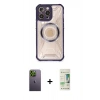 MARSİLYAN™- iPhone 12 Pro Max Kılıf Kutup Modern - Siyah 20D Premium Cam Ekran Koruyucu + Neon Fosforlu Kamera Lens - YL