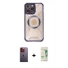 MARSİLYAN™- iPhone 12 Pro Max Kılıf Kutup Modern - Siyah 20D Premium Cam Ekran Koruyucu + Neon Fosforlu Kamera Lens - TU
