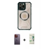 MARSİLYAN™- iPhone 12 Pro Max Kılıf Kutup Modern - Siyah 20D Premium Cam Ekran Koruyucu + Neon Fosforlu Kamera Lens - TU