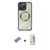 MARSİLYAN™- iPhone 12 Pro Max Kılıf Kutup Modern - Siyah 20D Premium Cam Ekran Koruyucu + Shine Kamera Lens Koruma Cam - PE
