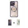 MARSİLYAN™- iPhone 12 Pro Max Kılıf Kutup Modern - Siyah 20D Premium Cam Ekran Koruyucu + Neon Fosforlu Kamera Lens - SI