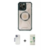 MARSİLYAN™- iPhone 12 Pro Max Kılıf Kutup Modern - Siyah 20D Premium Cam Ekran Koruyucu + Shine Kamera Lens - LT