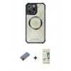 MARSİLYAN™- iPhone 12 Pro Max Kılıf Kutup Modern - Siyah 20D Premium Cam Ekran Koruyucu + Shine Kamera Lens Koruma Cam - SH