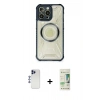 MARSİLYAN™- iPhone 12 Pro Max Kılıf Kutup Modern - Siyah 20D Premium Cam Ekran Koruyucu + Shine Kamera Lens - LT