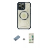 MARSİLYAN™- iPhone 12 Pro Max Kılıf Kutup Modern - Siyah 20D Premium Cam Ekran Koruyucu + Shine Kamera Lens Koruma Cam - GI