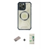 MARSİLYAN™- iPhone 12 Pro Max Kılıf Kutup Modern - Siyah 20D Premium Cam Ekran Koruyucu + Shine Kamera Lens Koruma Cam - SABE