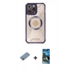 MARSİLYAN™- iPhone 12 Pro Max Kılıf Kutup Modern - Siyah 34D Izgaralı Cam + Shine Kamera Lens Koruma Cam - GI