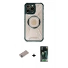 MARSİLYAN™- iPhone 12 Pro Max Kılıf Kutup Modern - Siyah 360 Mat Full Body Arka Koruyucu + Shine Kamera Lens Koruma Cam - SABE