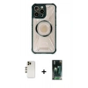 MARSİLYAN™- iPhone 12 Pro Max Kılıf Kutup Modern - Siyah 360 Mat Full Body Arka Koruyucu + Shine Kamera Lens - GD