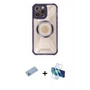MARSİLYAN™- iPhone 12 Pro Max Kılıf Kutup Modern - Siyah 3D Antistatik Cam Ekran Koruyucu + Shine Kamera Lens Koruma Cam - MI