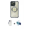 MARSİLYAN™- iPhone 12 Pro Max Kılıf Kutup Modern - Siyah 3D Antistatik Cam Ekran Koruyucu + Shine Kamera Lens - LT