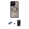 MARSİLYAN™- iPhone 12 Pro Max Kılıf Kutup Modern - Siyah 3D Antistatik Hayalet Cam Ekran Koruyucu + Shine Kamera Lens Koruma Cam - GD