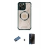 MARSİLYAN™- iPhone 12 Pro Max Kılıf Kutup Modern - Siyah 3D Antistatik Hayalet Cam Ekran Koruyucu + Shine Kamera Lens Koruma Cam - GD