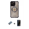 MARSİLYAN™- iPhone 12 Pro Max Kılıf Kutup Modern - Siyah 3D Antistatik Hayalet Cam Ekran Koruyucu + Metal Kamera Lens Koruma Cam - KI