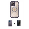 MARSİLYAN™- iPhone 12 Pro Max Kılıf Kutup Modern - Siyah 3D Antistatik Hayalet Cam Ekran Koruyucu + Neon Fosforlu Kamera Lens - MI