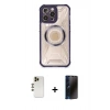 MARSİLYAN™- iPhone 12 Pro Max Kılıf Kutup Modern - Siyah 3D Antistatik Hayalet Cam Ekran Koruyucu + Shine Kamera Lens - GD