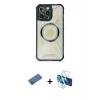 MARSİLYAN™- iPhone 12 Pro Max Kılıf Kutup Modern - Siyah 3D Antistatik Seramik Nano Ekran Koruyucu + Shine Kamera Lens Koruma Cam - GD