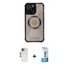 MARSİLYAN™- iPhone 12 Pro Max Kılıf Kutup Modern - Siyah 5D Eko Cam Ekran Koruyucu + Shine Kamera Lens - GD