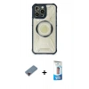 MARSİLYAN™- iPhone 12 Pro Max Kılıf Kutup Modern - Siyah 5D Eko Cam Ekran Koruyucu + Metal Kamera Lens Koruma Cam - KI