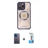 MARSİLYAN™- iPhone 12 Pro Max Kılıf Kutup Modern - Siyah 5D Eko Cam Ekran Koruyucu + Neon Fosforlu Kamera Lens - MI