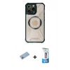 MARSİLYAN™- iPhone 12 Pro Max Kılıf Kutup Modern - Siyah 5D Eko Cam Ekran Koruyucu + Shine Kamera Lens Koruma Cam - MI