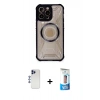 MARSİLYAN™- iPhone 12 Pro Max Kılıf Kutup Modern - Siyah 5D Eko Cam Ekran Koruyucu + Shine Kamera Lens - LT