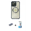 MARSİLYAN™- iPhone 12 Pro Max Kılıf Kutup Modern - Siyah 5D Eko Cam Ekran Koruyucu + Renkli Kamera Lens Koruma Cam - YL