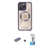 MARSİLYAN™- iPhone 12 Pro Max Kılıf Kutup Modern - Siyah 5D Eko Cam Ekran Koruyucu + Renkli Kamera Lens Koruma Cam - YL