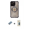 MARSİLYAN™- iPhone 12 Pro Max Kılıf Kutup Modern - Siyah 6D Mat Seramik Hayalet Nano Ekran Koruyucu + Shine Kamera Lens Koruma Cam - GI