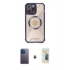 MARSİLYAN™- iPhone 12 Pro Max Kılıf Kutup Modern - Siyah 6D Mat Seramik Hayalet Nano Ekran Koruyucu + Neon Fosforlu Kamera Lens - MI