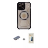 MARSİLYAN™- iPhone 12 Pro Max Kılıf Kutup Modern - Siyah 6D Mat Seramik Hayalet Nano Ekran Koruyucu + Renkli Kamera Lens Koruma Cam - SI