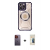 MARSİLYAN™- iPhone 12 Pro Max Kılıf Kutup Modern - Siyah 6D Mat Seramik Hayalet Nano Ekran Koruyucu + Neon Fosforlu Kamera Lens - TU