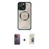 MARSİLYAN™- iPhone 12 Pro Max Kılıf Kutup Modern - Siyah 6D Mat Seramik Hayalet Nano Ekran Koruyucu + Neon Fosforlu Kamera Lens - TU