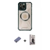 MARSİLYAN™- iPhone 12 Pro Max Kılıf Kutup Modern - Siyah Bilvis Hayalet Cam Ekran Koruyucu + Metal Kamera Lens Koruma Cam - GD