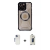 MARSİLYAN™- iPhone 12 Pro Max Kılıf Kutup Modern - Siyah Bilvis Hayalet Cam Ekran Koruyucu + Shine Kamera Lens - LT