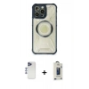 MARSİLYAN™- iPhone 12 Pro Max Kılıf Kutup Modern - Siyah Bilvis Hayalet Cam Ekran Koruyucu + Shine Kamera Lens - LT