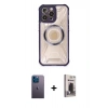 MARSİLYAN™- iPhone 12 Pro Max Kılıf Kutup Modern - Siyah Bilvis Hayalet Cam Ekran Koruyucu + Neon Fosforlu Kamera Lens - MI