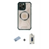 MARSİLYAN™- iPhone 12 Pro Max Kılıf Kutup Modern - Siyah Bilvis Hayalet Cam Ekran Koruyucu + Shine Kamera Lens Koruma Cam - MI