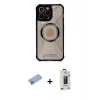 MARSİLYAN™- iPhone 12 Pro Max Kılıf Kutup Modern - Siyah Bilvis Hayalet Cam Ekran Koruyucu + Shine Kamera Lens Koruma Cam - MI