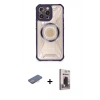 MARSİLYAN™- iPhone 12 Pro Max Kılıf Kutup Modern - Siyah Bilvis Hayalet Cam Ekran Koruyucu + Renkli Kamera Lens Koruma Cam - PE