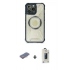 MARSİLYAN™- iPhone 12 Pro Max Kılıf Kutup Modern - Siyah Bilvis Hayalet Cam Ekran Koruyucu + Renkli Kamera Lens Koruma Cam - PE
