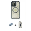 MARSİLYAN™- iPhone 12 Pro Max Kılıf Kutup Modern - Siyah Bilvis Hayalet Cam Ekran Koruyucu + Shine Kamera Lens Koruma Cam - GS