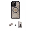 MARSİLYAN™- iPhone 12 Pro Max Kılıf Kutup Modern - Siyah Bilvis Hayalet Cam Ekran Koruyucu + Shine Kamera Lens Koruma Cam - SABE