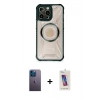 MARSİLYAN™- iPhone 12 Pro Max Kılıf Kutup Modern - Siyah Joko 5D Cam + Neon Fosforlu Kamera Lens - MI