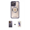 MARSİLYAN™- iPhone 12 Pro Max Kılıf Kutup Modern - Siyah Joko 5D Cam + Neon Fosforlu Kamera Lens - SI