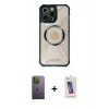 MARSİLYAN™- iPhone 12 Pro Max Kılıf Kutup Modern - Siyah Joko 5D Cam + Neon Fosforlu Kamera Lens - YL