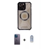 MARSİLYAN™- iPhone 12 Pro Max Kılıf Kutup Modern - Siyah Joko Magic 5D Cam + Neon Fosforlu Kamera Lens - MI